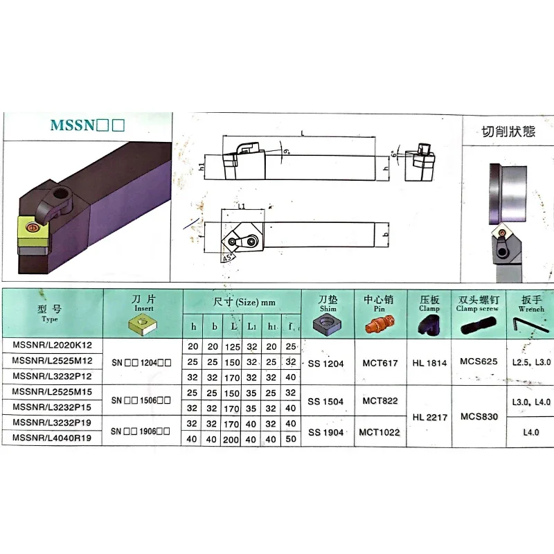 MSSNR1616 MSSNR2020 MSSNR2525 MSSNR3232 External Turning Tool MSSNR MSSNL Lathe Bar Turning Holder CNC Cutting Tool Cutter Bar