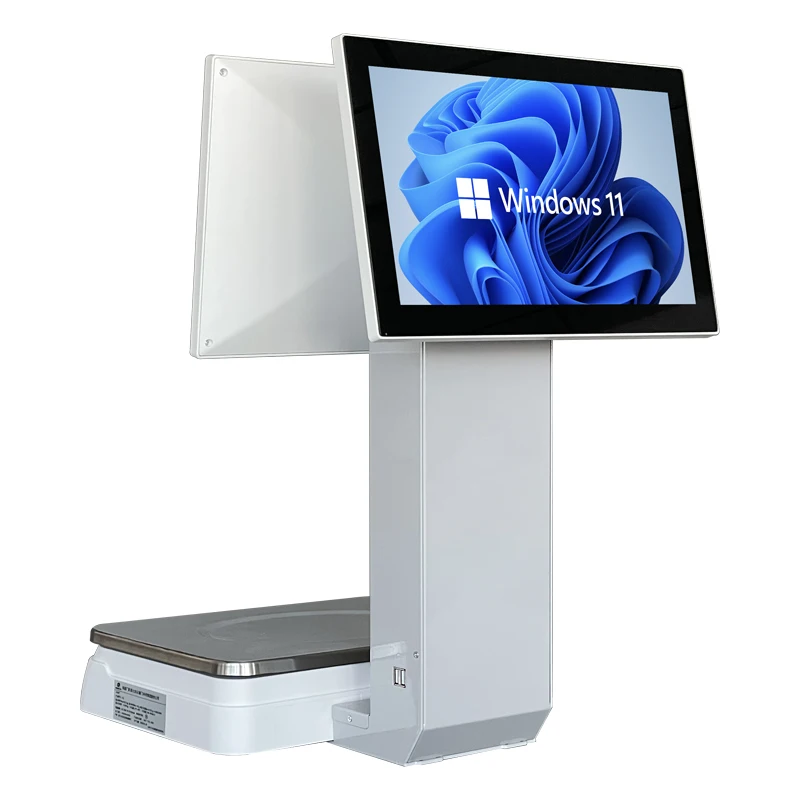 15.6 all in one pos scale PC Cash Register Scale Stainless Steel Weighing Pan POS system fresh food Fruits Vegetables scale