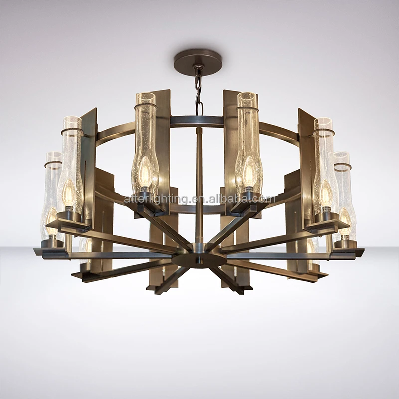 New Design Kitchen Lighting Modern Chandelier With Glass Shade Luxury For Home Hotel Lobby High Ceilings