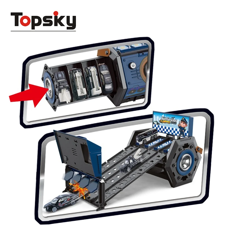 New Folding Catapult Truck Toy Multifunctional Deformed Track With Mini Alloy Racing Cars Funny Portable Box Truck Toy For Kids