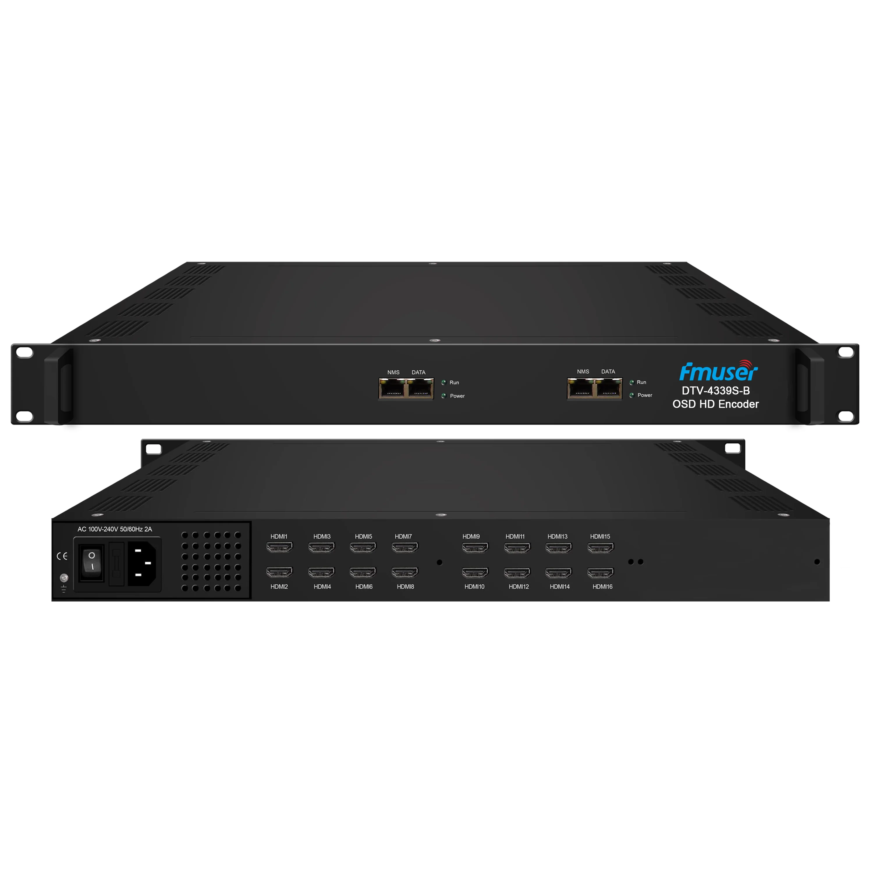 FMUSER DTV-4347S-B 16 HD Mpeg4/H.264 in IP 16SPTS Streaming Digital TV Head-end System 16 Channel IPTV OSD Encoder