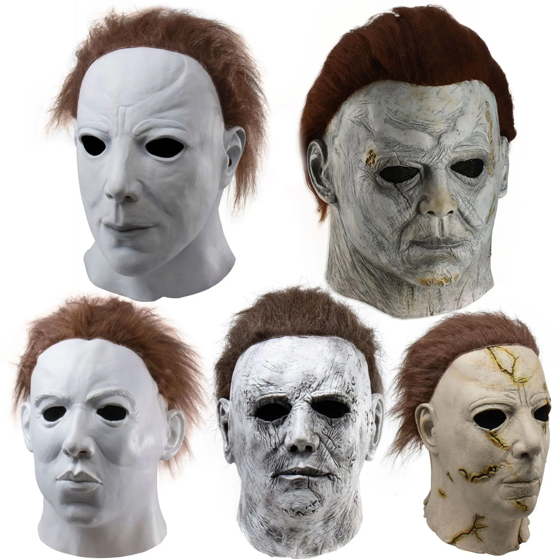 Bloody Horror Michael Myers Skull Mask Halloween Party Cosplay Props PVC and Latex Funny Scary Features for Christmas