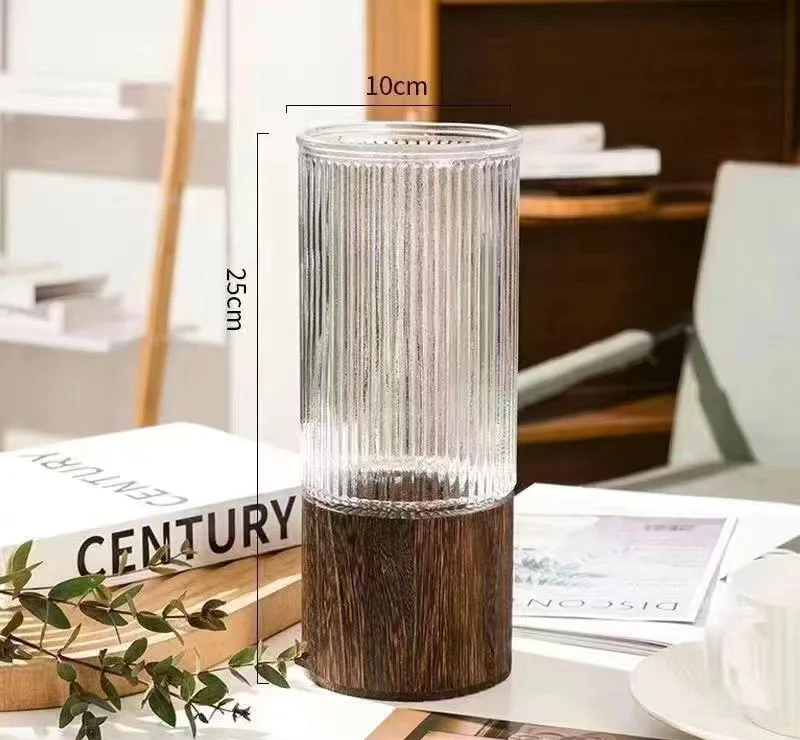 Simple Nordic Transparent Wooden Vase for home decoration