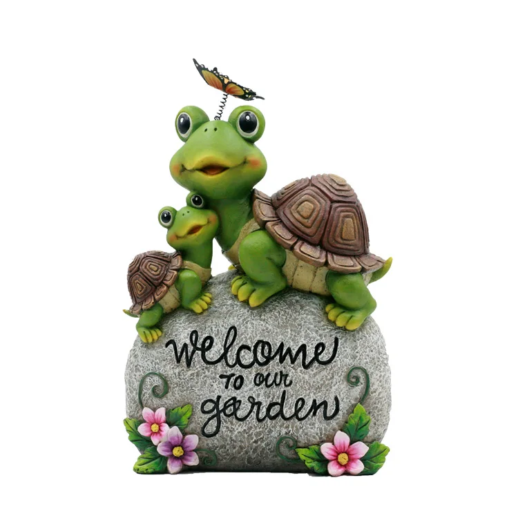 Realistic Miniature Frog Garden Statue Green Sitting Frog Figurine Statue Model Resin Frog Sculptures Indoor Outdoor Decor