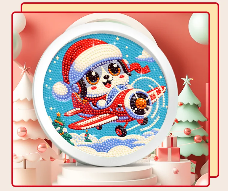 Small size Christmas snowman kids framed diamond art table ornament mosaic art crystal beads embroidery painting