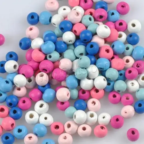 DIY Round Dyed Wood Beads Jewelry Making Bulk Bead Schima Superba Different Size for Choice Mixed Colors 500PCs/Bag 1626481