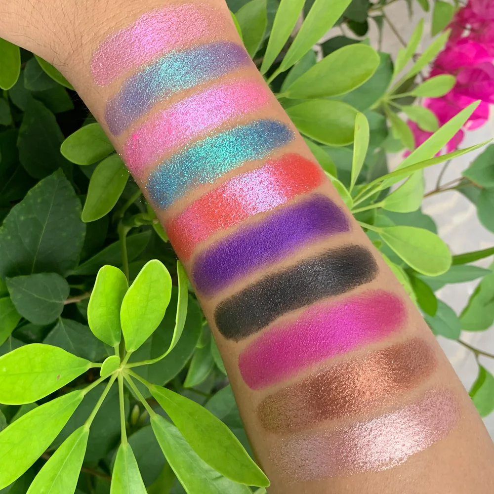 custom high quality makeup duo chrome private label vegan super highly pigmented eyeshadow palette