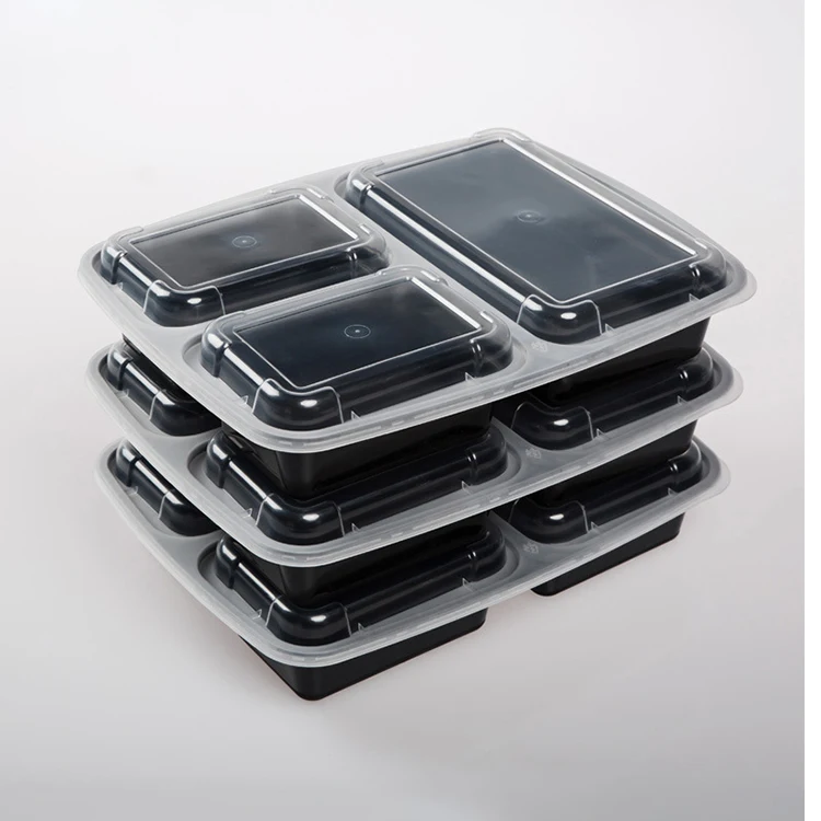 Не содержит Бисфенол А, экологически чистый одноразовый пластиковый пищевой контейнер с 3 отсеками для микроволновой печи
