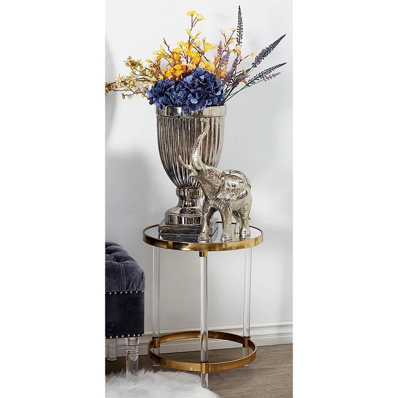 Gold Side Table Modern Luxury Plexiglass Top Acrylic Side Bench End Table Best Selling Acrylic Living Room Furniture