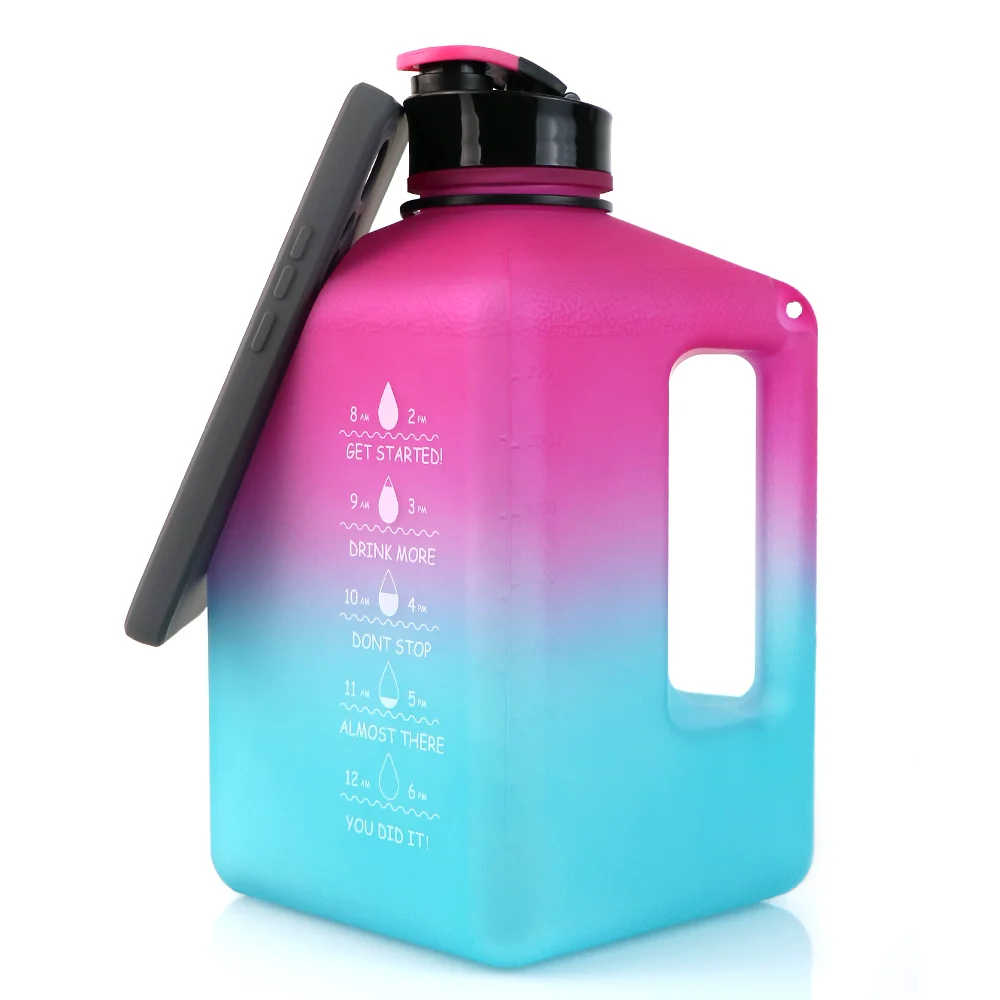 China Bulk Buy 2.7l Square Water Bottles With Phone Holder High Quality Metal Cover Water Bottles For Sports Bpa Free