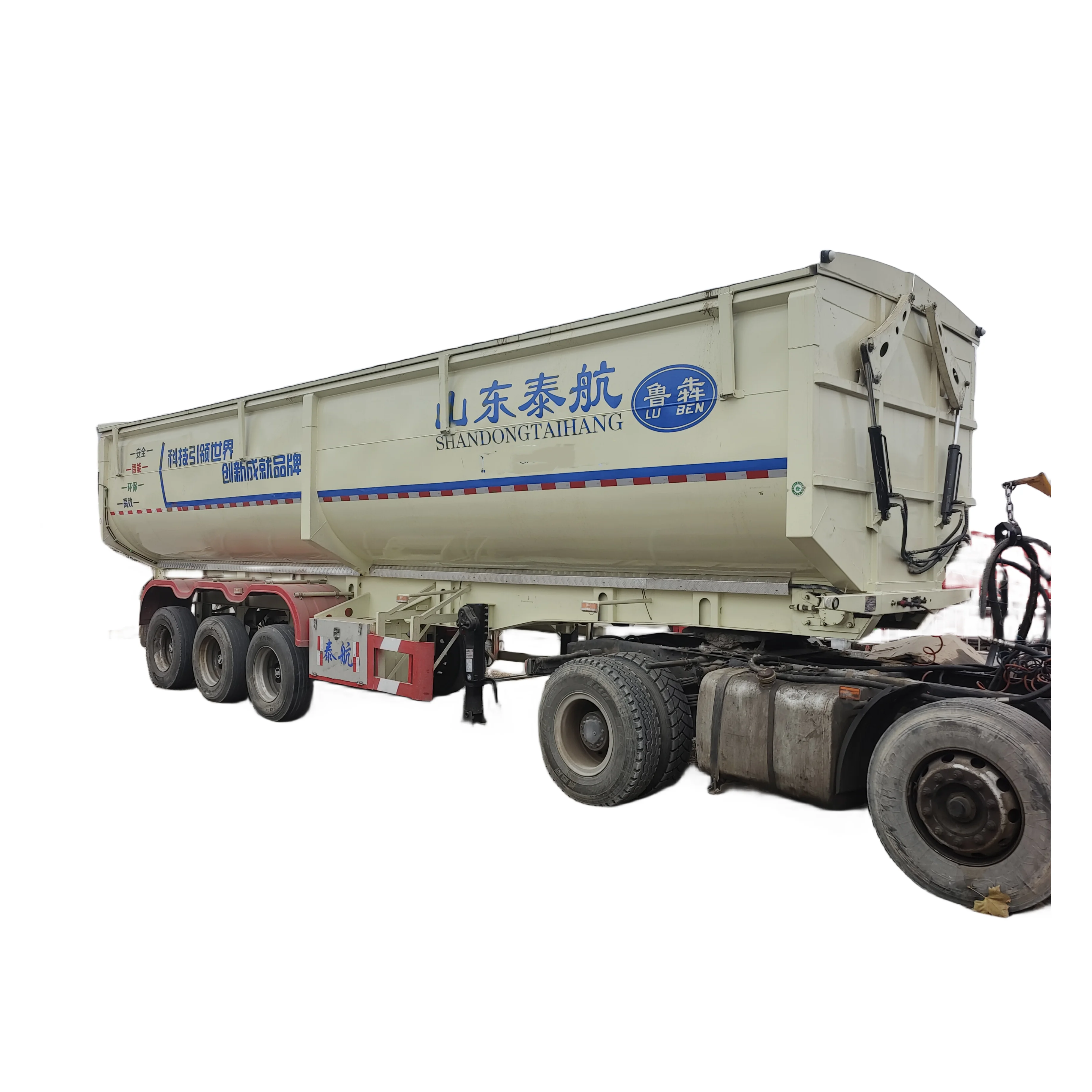 Three-axle scraper dump semi-trailer