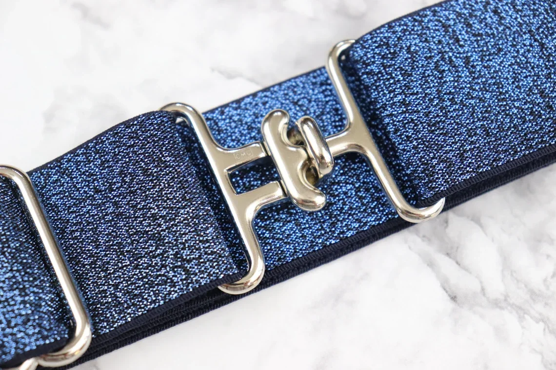 LOW MOQ. 2INCH Gold Horse Snaffle Bit Buckle Equestrian Belt set for Rider fabric Elastic Belt Custom logo