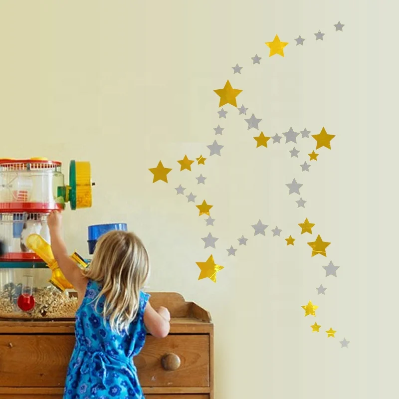 HM51005 Metallic Gold Shining Decorative Wall Decal Kids DIY Gold Star Stickers