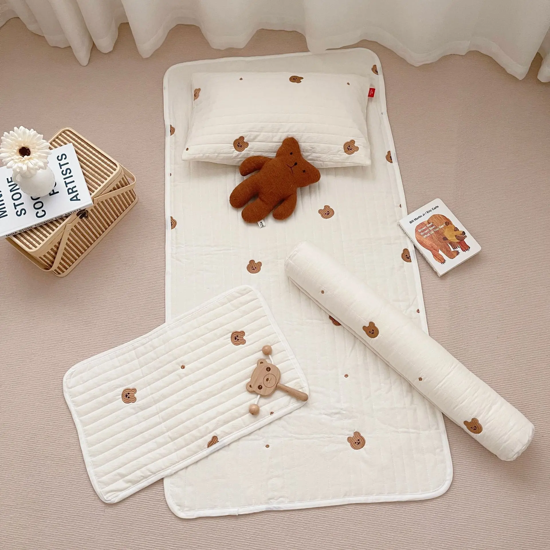 3 Piece Crib Bedding Set Includes Baby Pillow Cotton Mattress Protector Crib Sheet Nursery Bedding Set For Boys Girls