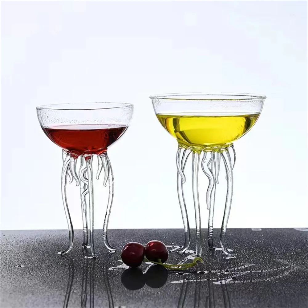 jellyfish tall foot  high borosilicate glass wine cup Champagne wine Cup bar glass wine cup
