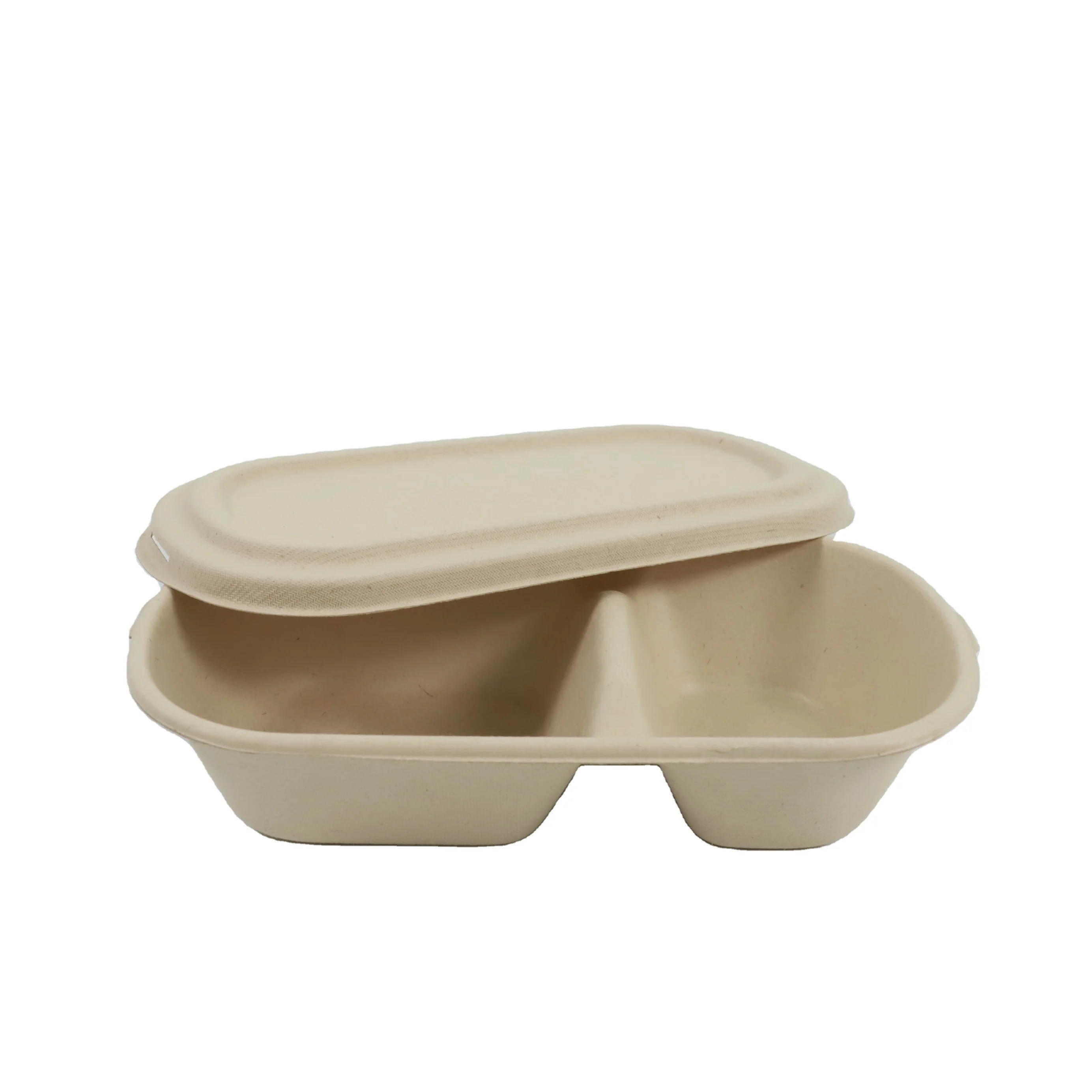 Biodegradable Bamboo Bento Lunch Box Restaurant Takeaway Clamshell Food Container Sugarcane Paper Bagasse