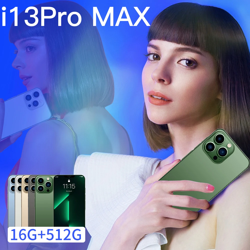 Original i14 i13 promax 6.8 inch 8GB+256GB Android smartphone 10 core 5G LET phone HD face ID Global version mobile phone