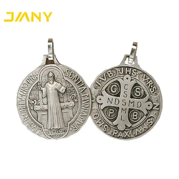 Benedict Medal St Benedictine Antique Crucifix Necklace Saint Color Medals Wholesale Colorful Stainless Steel