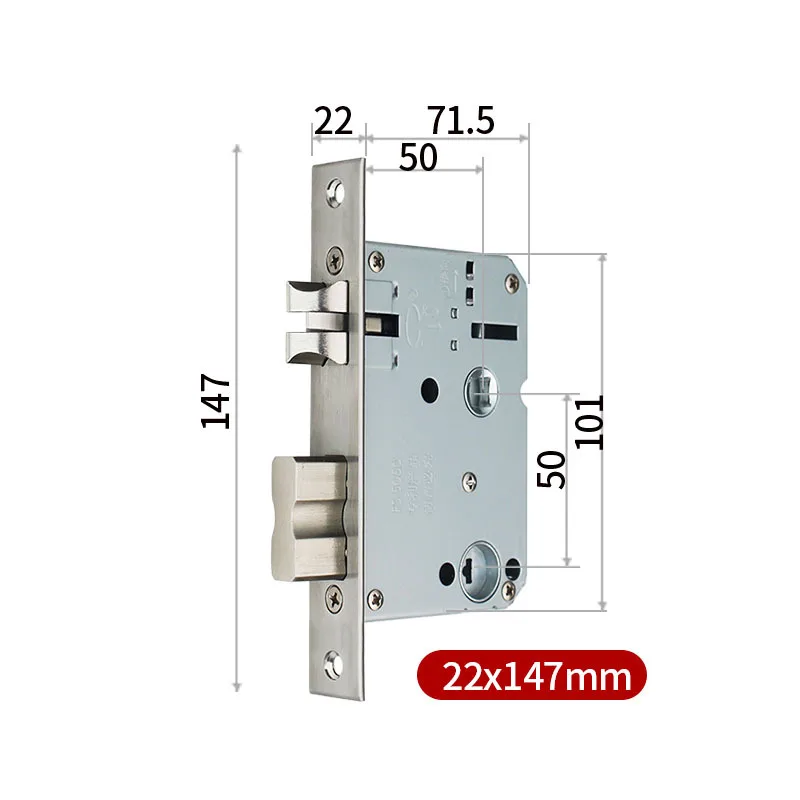 High Security Square Head Electronic Door Lock Body 50/50mm