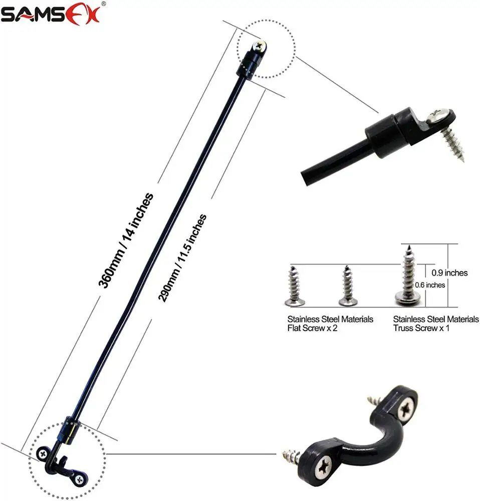 SAMSFX Fishing Non-Stretch Rod Tamer Straps Pole Holder Deck Mount Connector for Kayak Boat & Marine Fishing