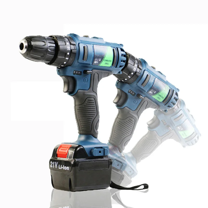 Household Combination 21V Cordless Power Lithium Battery Charger Mini Impact Cordless Driver Drill