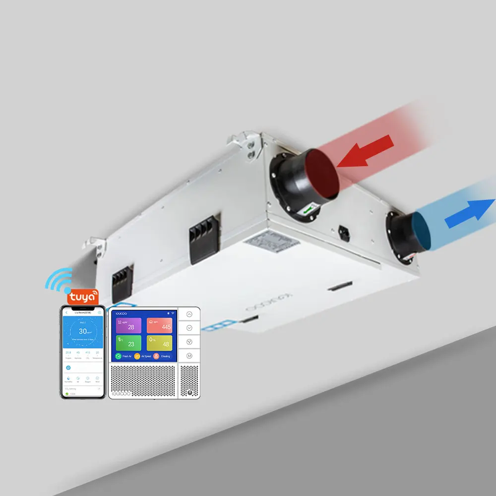 Tuya APP control fresh air energy heat recovery of central ventilation system 150CBM