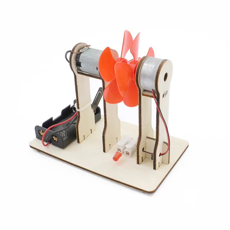 Diy Wooden Wind Driven Generator Model Science Experiments Kits Electric Energy Conversion Learning Toys for Kids