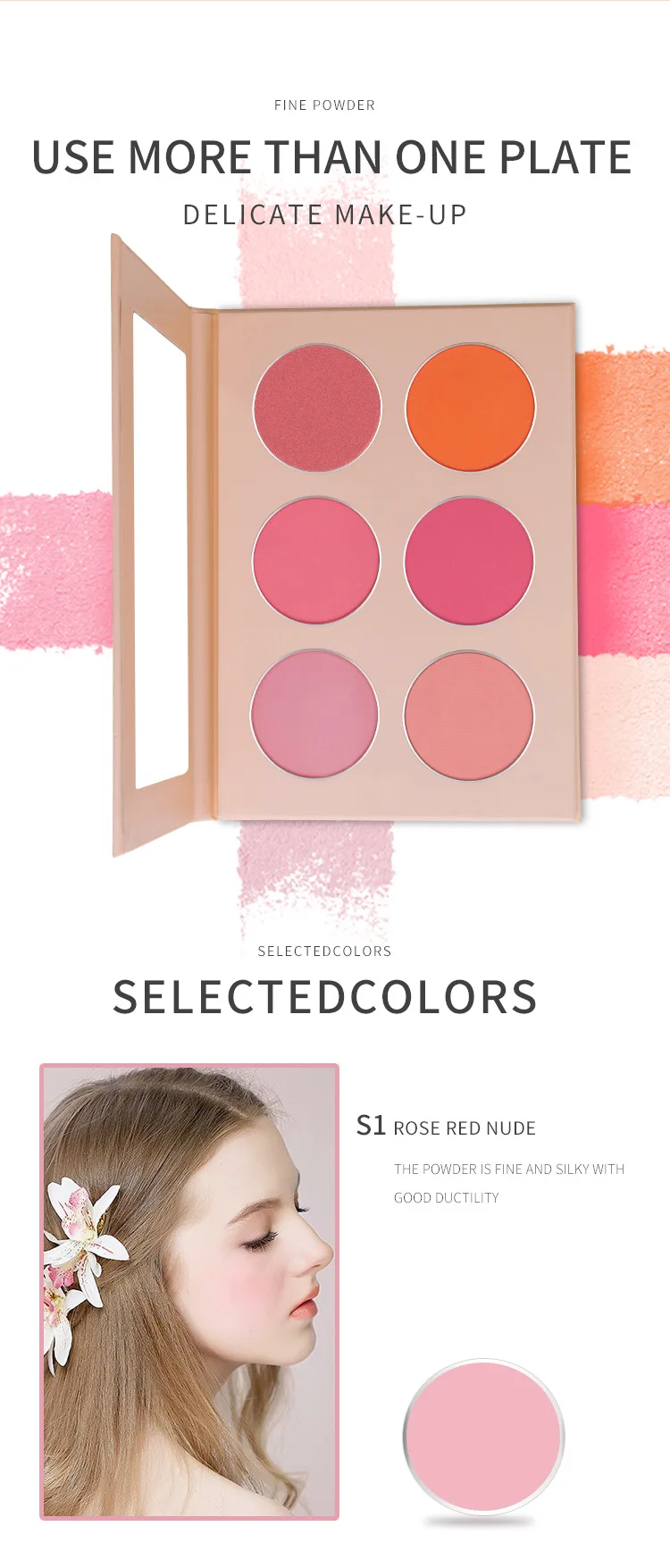 Customize Blush Palette Private Label Cosmetic Makeup Blusher 6 Colors Blush Palette
