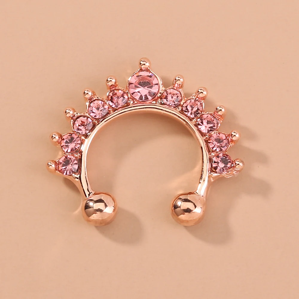 
Pink Crystal Nose Hoop Rings Piercing Body Jewelry For Women Men 