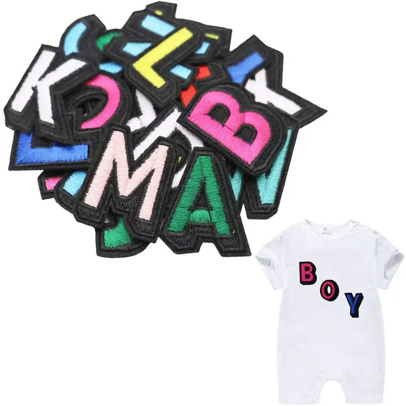 Custom embroidered English Letters all kinds of design high quality popular embroidery letters for apparel