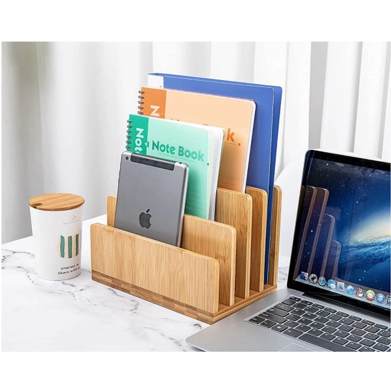 Custom Bamboo Mail Sorter Organizer Multifunctional Other for file Home Office Bamboo Desk Organizer