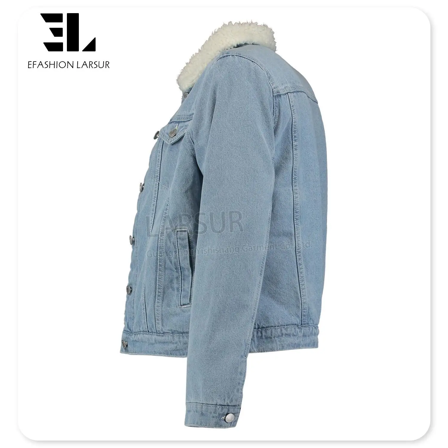 LARSUR xintang guangzhou denim jeans jacket factory manufacturer custom winter sherpa fur denim jacket for women jeans jackets
