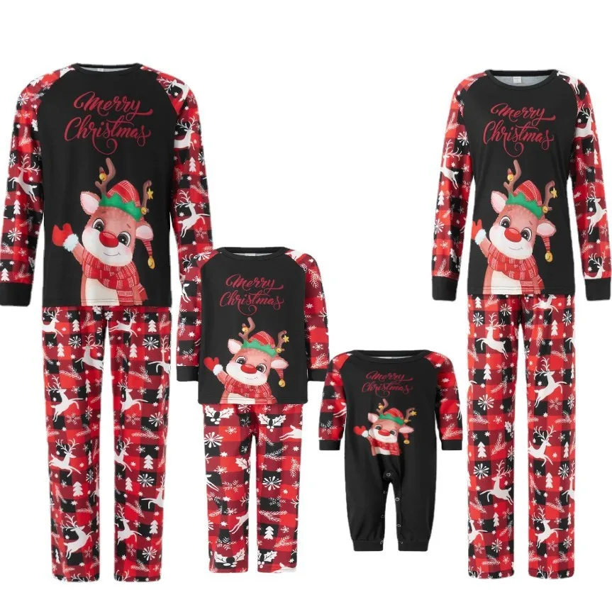 Family Christmas Cartoon printing Pajamas Christmas Kids Baby Clothes Merry Christmas Pjs Family 2023