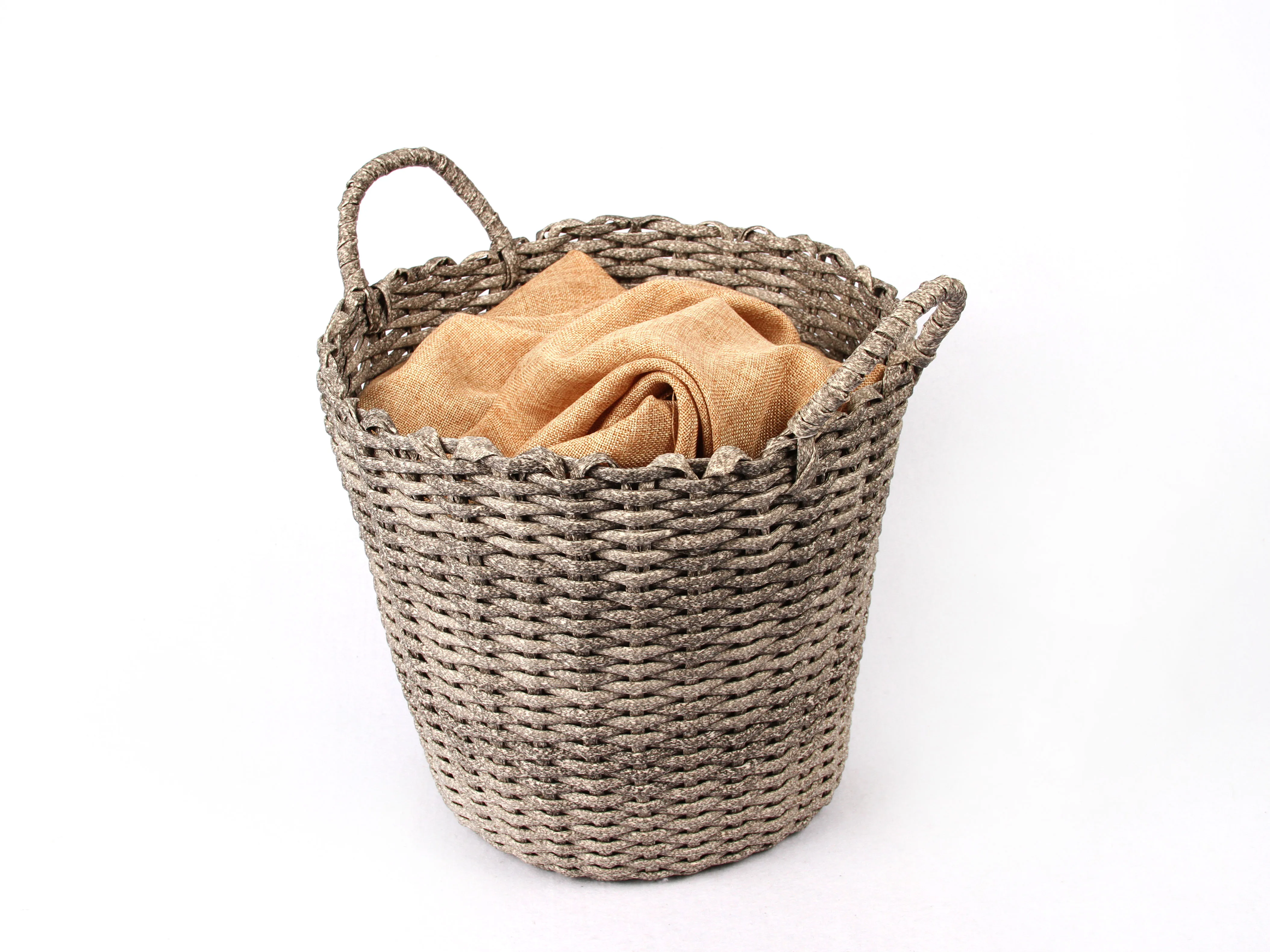 big Storage Baskets plastic pipe flowerpot brown grey Vegetable basket Foldable Soft Handmade