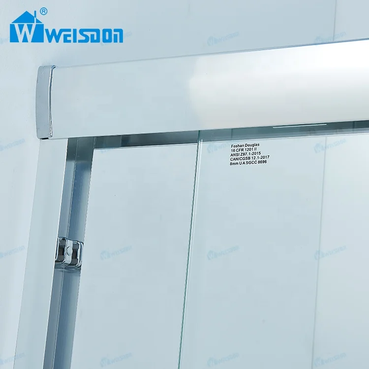 New Product Custom Tempered Glass Shower Bathtub Door Framed Aluminum Double Sliding Shower Screen