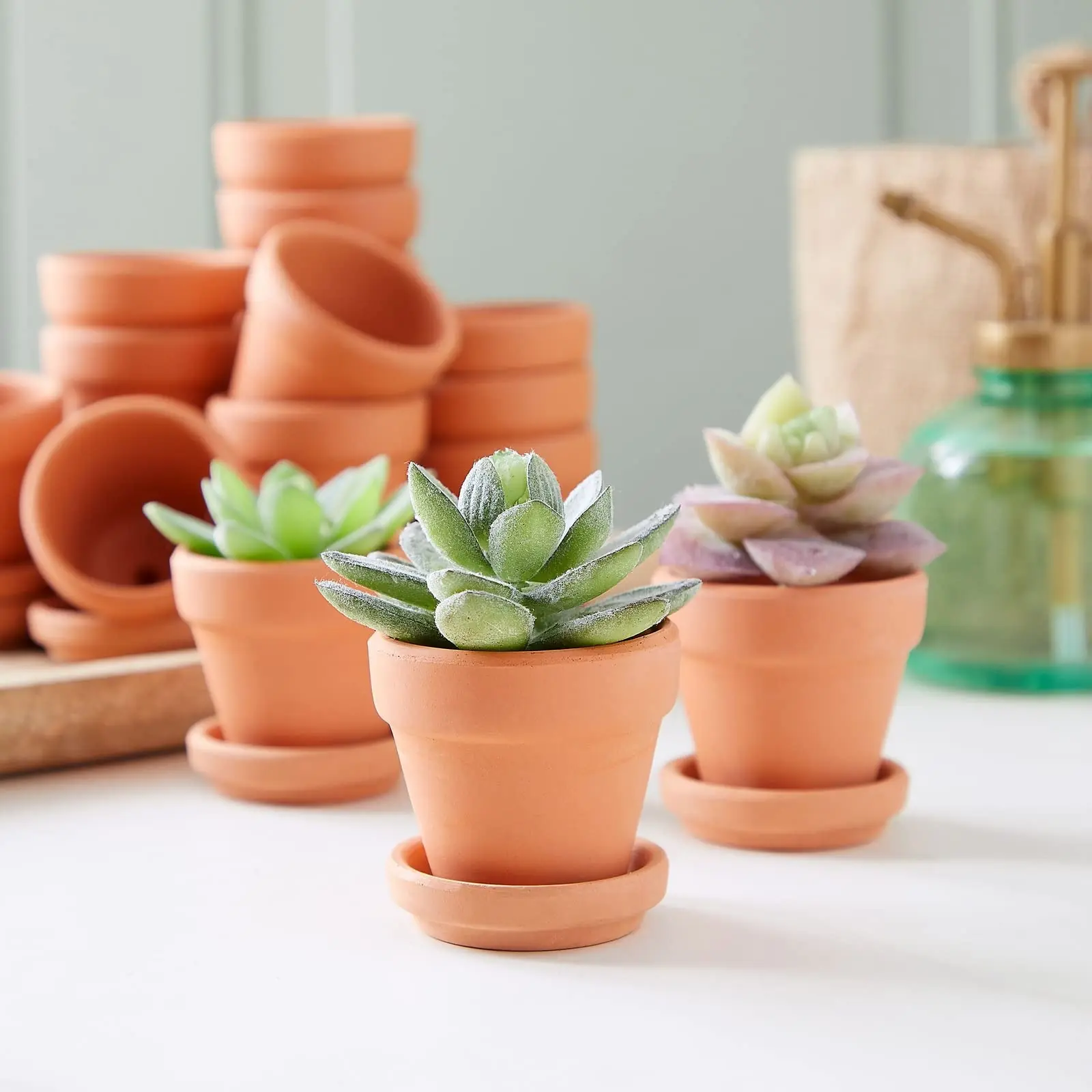 Custom Handmade Garden Mini 2 Inch Clay Terracotta Planter Succulents Pots with Saucer
