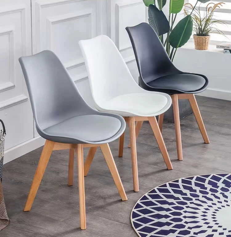 Hot Sale Modern Luxury Nordic Home Kitchen Restaurant Cafe Silla Dining tulip Plastic Chairs with leather cushion