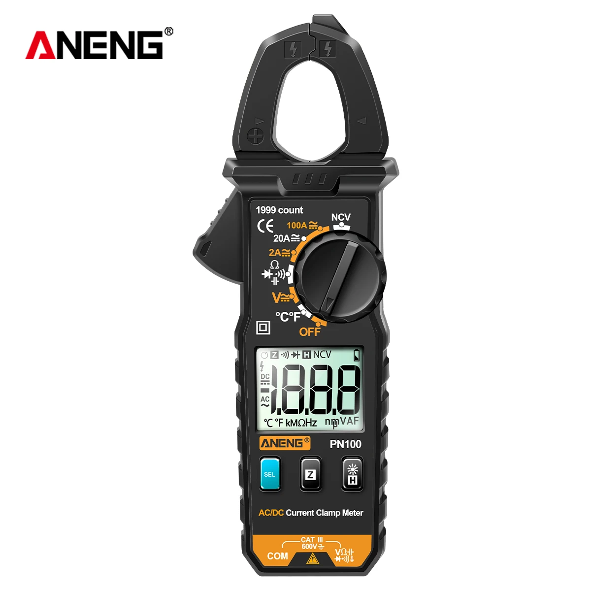 ANENG PN100 Clamp Meter 1mA Accuracy Mini Digital AC/DC Current Clamp Multimeter Resistance Frequency Tester Meter