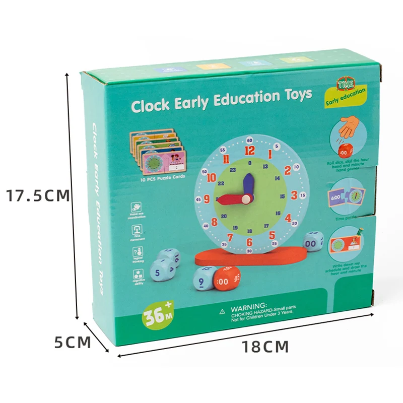 CE CPC Certificate Educational Baby Wooden Clock Toy Cute Alarm Clock Toy Time Cognition Toy