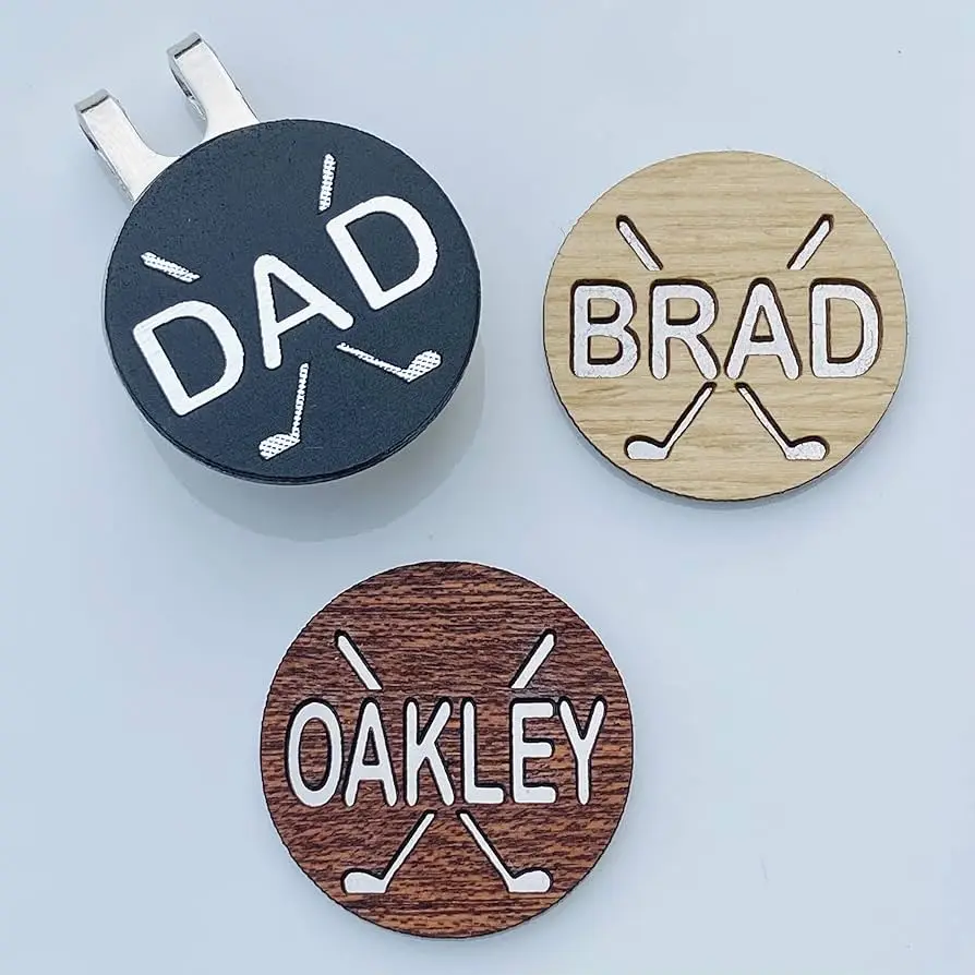 Innovation Promotion Products Golf Ball Marker and Magnetic Hat Clip Custom Engraved Personalized Wood Steel Golfer Accessory