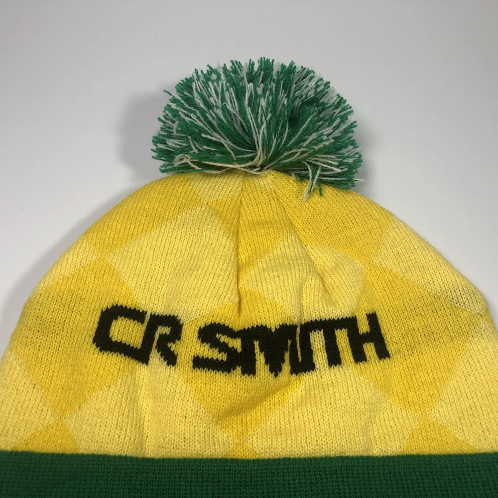 Australian style acrylic cuffed winter hats 2024 Mens sports warmer knitted touques bobble caps pom pom beanies with custom logo