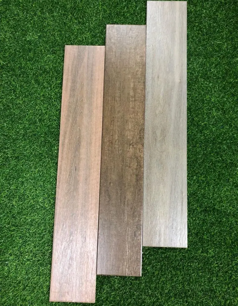 
6x36 China rustic wood porcelain tile, natural timber ash glazed porcelain floor tile 