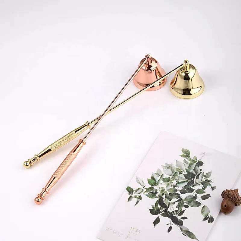 Multi-color banquet candle extinguisher stainless steel fashion candle snuffer bell-shaped candle fire extinguisher