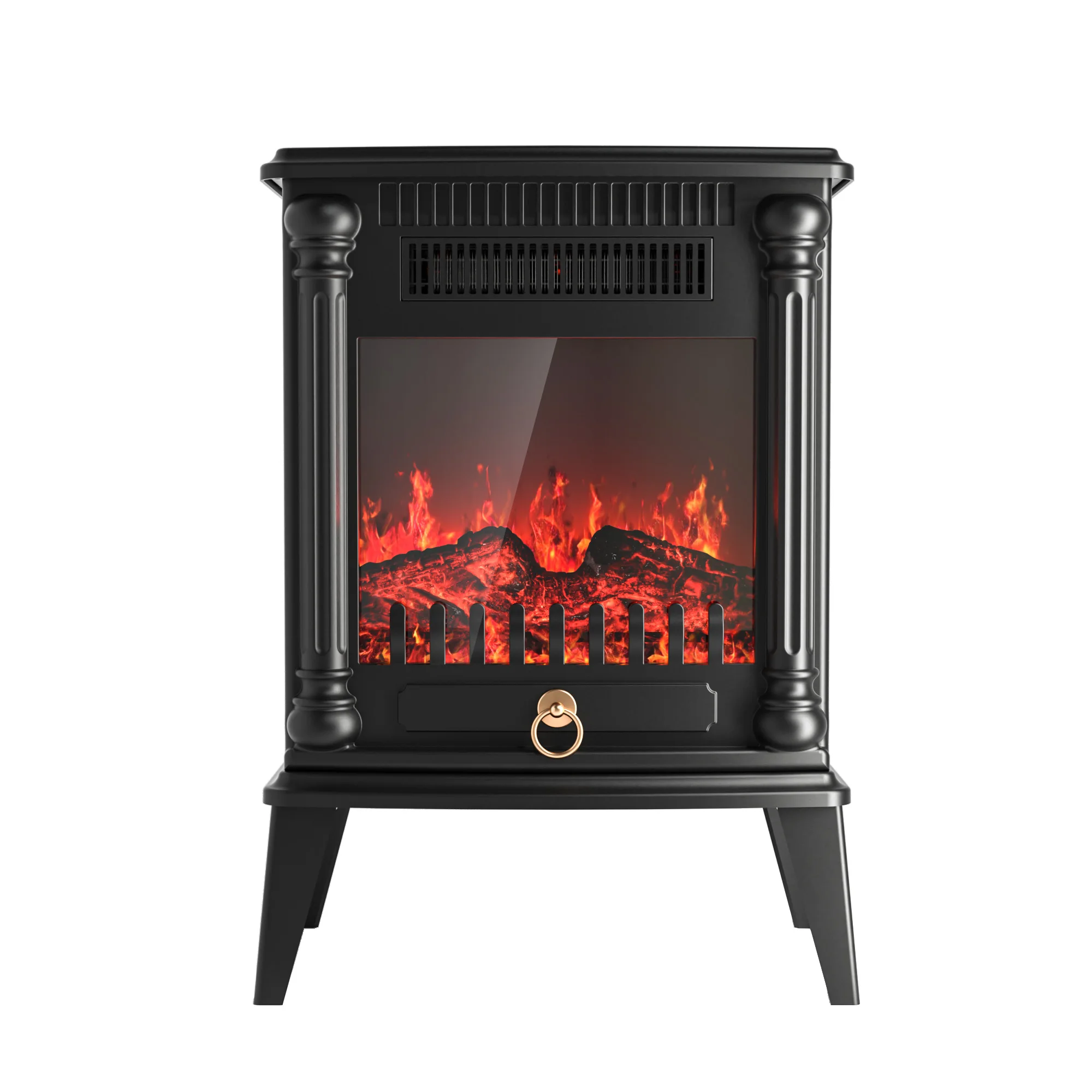 Hot selling single door pure black color 3D atomizing fireplace decoration