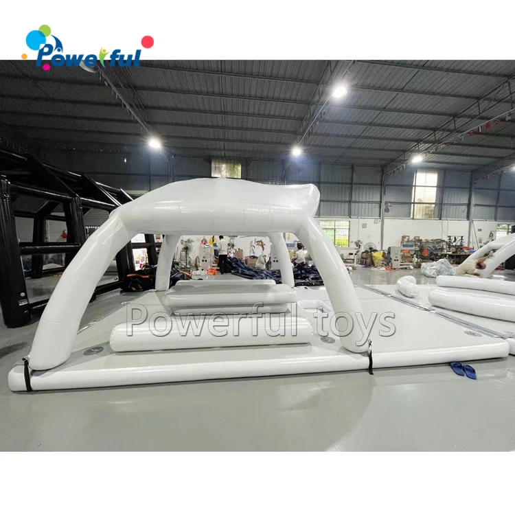 Lake and beach party rental bana inflatable floating island party bana tent leisure inflatable cabanas