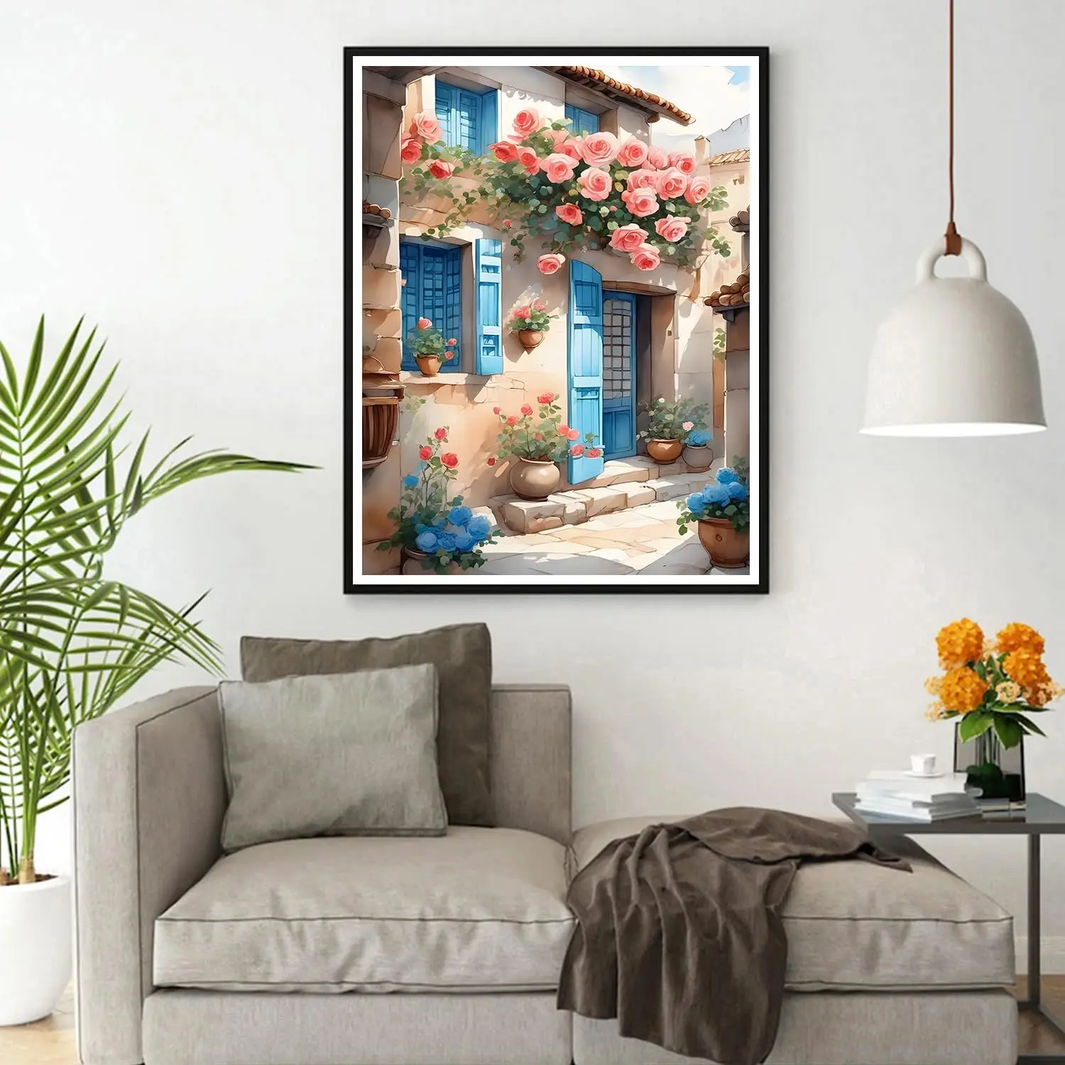 Beautiful DIY 5D Full Drill Diamond Painting Kits for Adults, Flowers Round Full Drill Diamond Painting Art