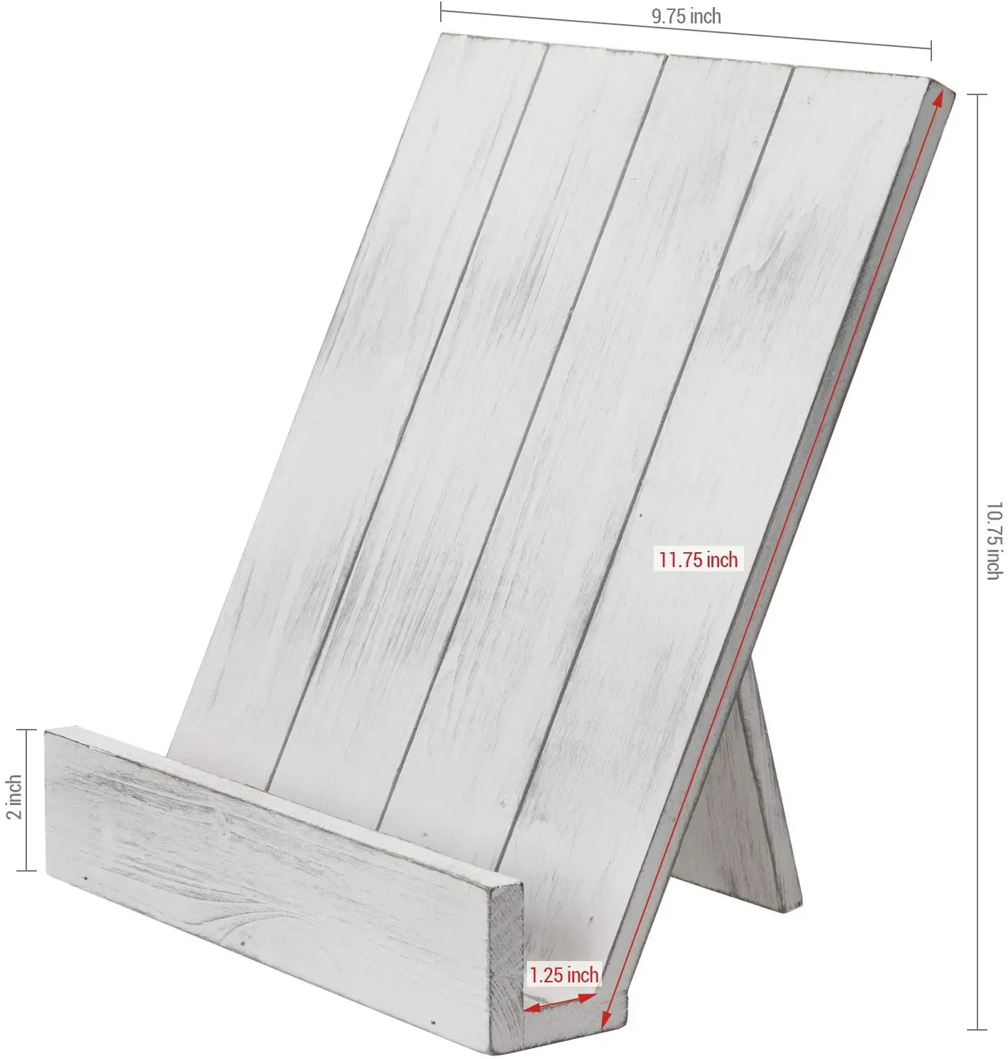 
Farmhouse Style Distressed Vintage White Wood Kitchen Cookbook Holder Stand with Folding Kickstand 