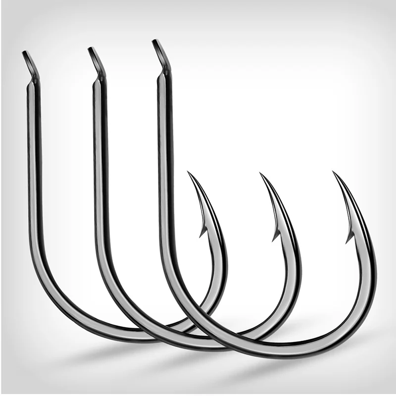 Rocklure 3#-15# 100pcs/box Fishing Hook High Carbon Steel Barbed Hooks For Saltwater And Freshwater
