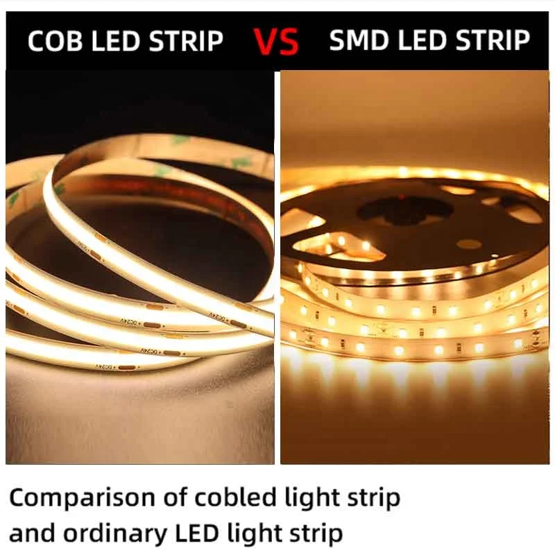 8mm Wide 480LEDs/m Dc12v 24v Free Cuttable 12v Led Strip IP20 IP65 IP66 Led Cob Strip Light