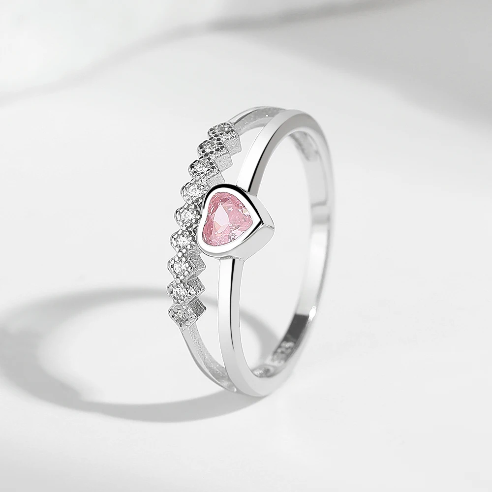925 стерлингового серебра розовое кольцо любви Корейская версия простая сеть знаменитости мода с холодным ветром
